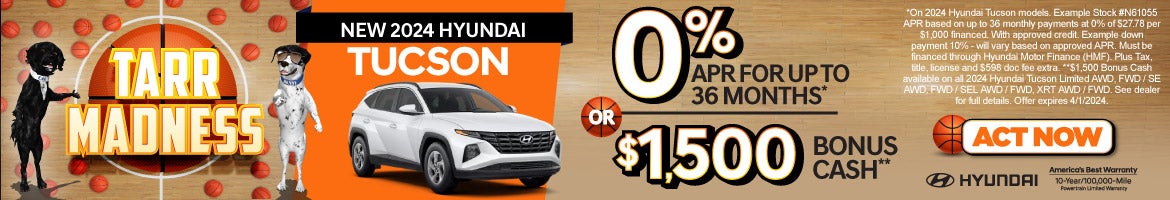 New 2024 Hyundai Tucson - 0% APR or $1,500 Bonus Cash