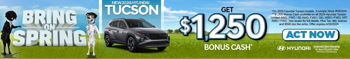 New 2024 Hyundai Tucson - Get $1,250 Bonus Cash. 